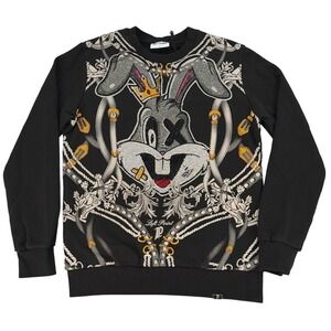 Left Point Bugs Bunny Rhinestone Sweatshirt Size M Black Streetwear‎ Y2K Retro